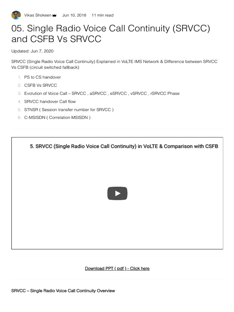 Single Radio Voice Call Continuity (SRVCC) and CSFB Vs SRVCC PDF Ip