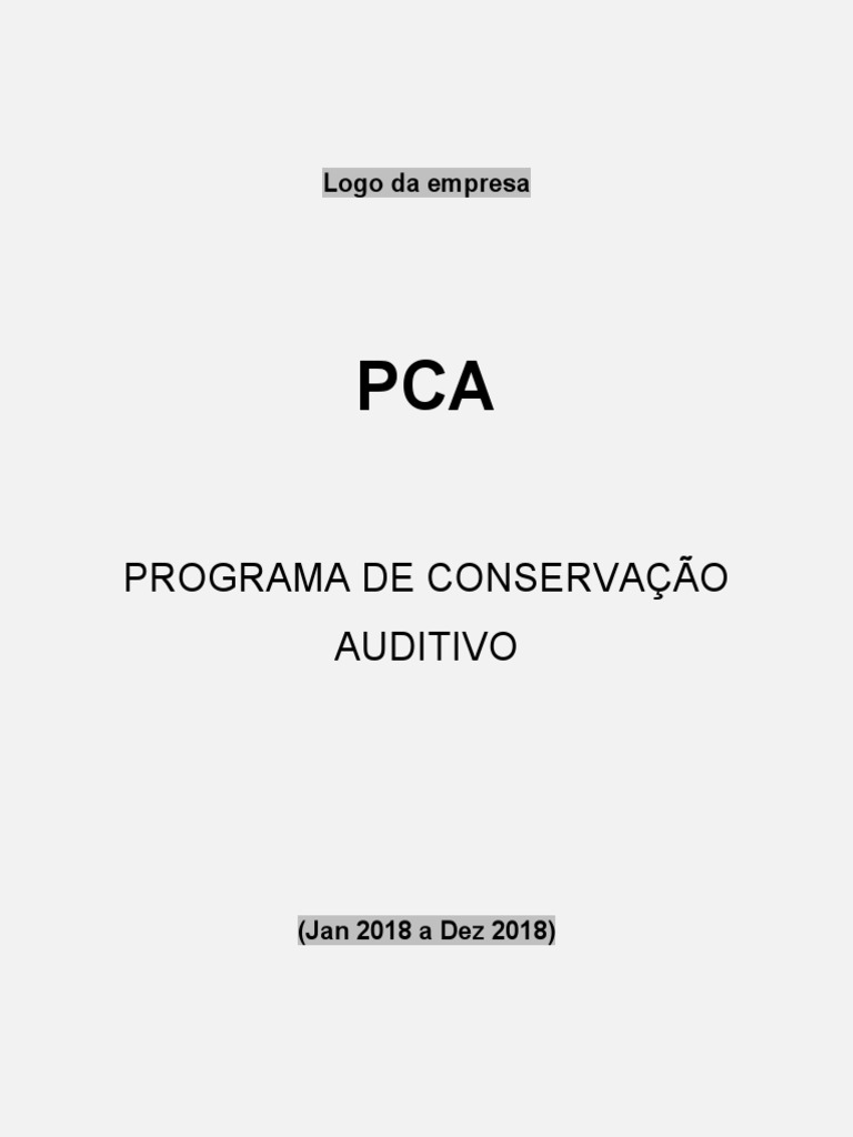 PCA Programa de Conservacao Auditiva Modelo 1 PDF Perda de Audição Ciências da Saúde