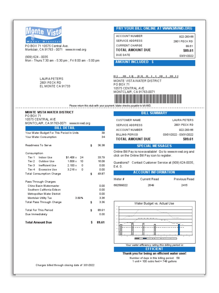 Monte Vista Water District PDF Government Finances Taxes