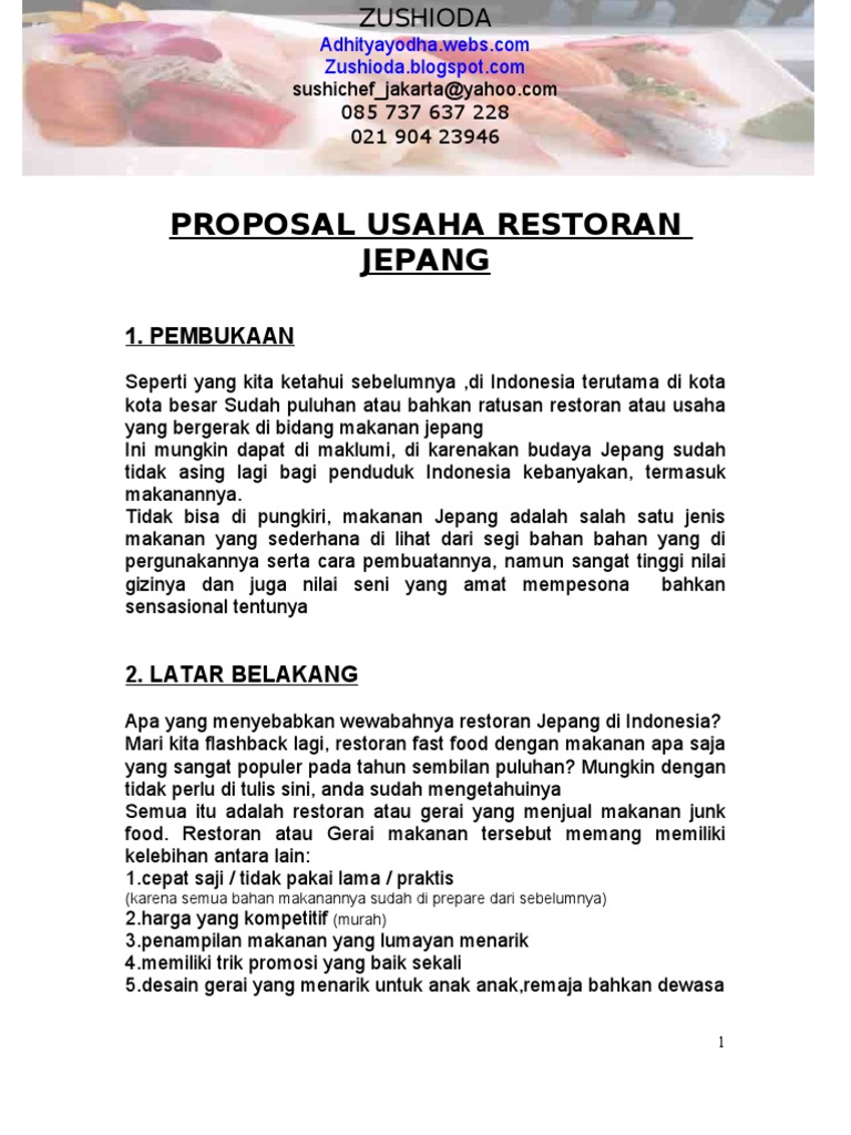 Proposal Usaha Makanan / Download Contoh Proposal Usaha Makanan Sehat