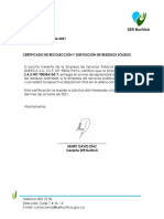 Certificado de Residuos Sólidos