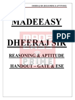 Madeeasy Dheeraj Sir: Reasoning & Aptitude Handout - Gate & Ese