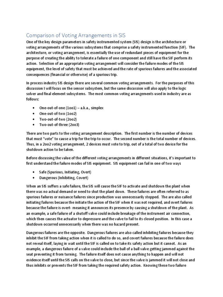 Voting Logic in Safety Systems | PDF | Electrical Engineering | Systems ...
