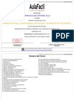 Formación para El Profesorado. Educación Con Perspectiva de Género. Certificado AulaFacil