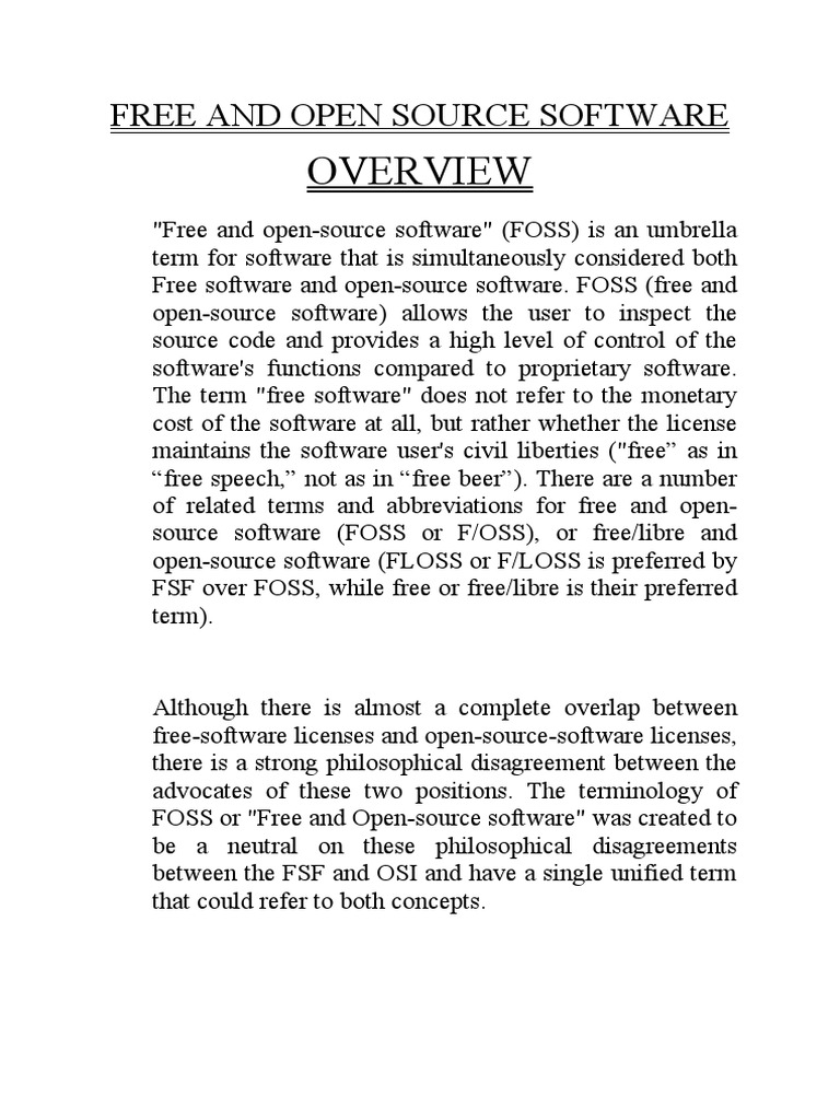Free and Open Source Software PDF Free Software Intellectual