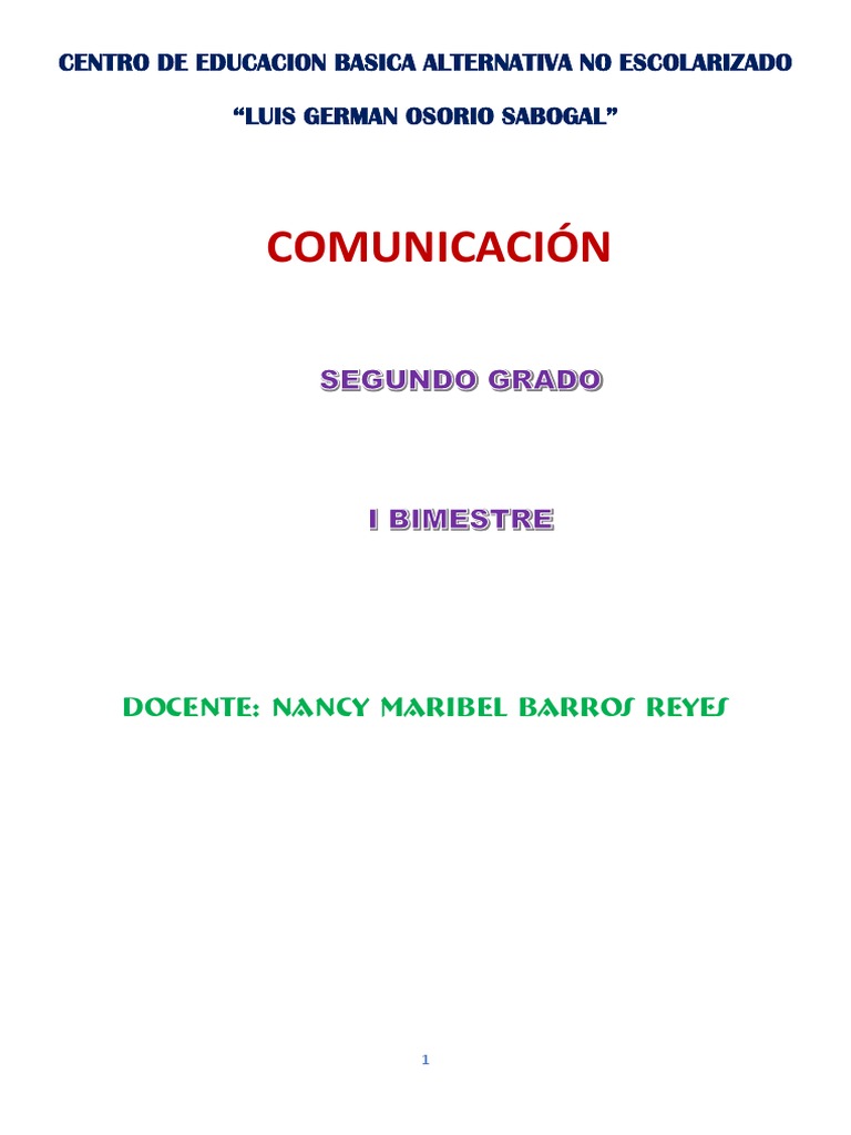I Bimestre Comunicacion 2do Grado | PDF | Canciones | Aprendizaje