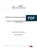 EEE1001 Basic Electrical and Electronics Engineering: Verification of NETWORK THEOREMS (Maximum Power Transfer Theorem)