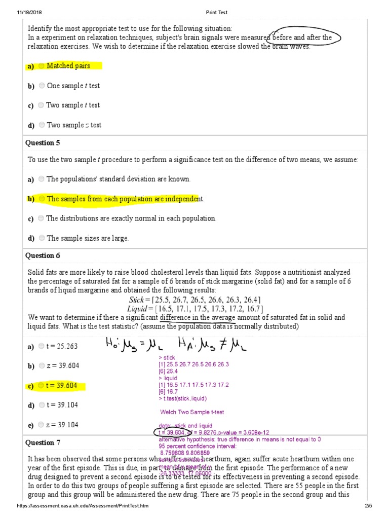 Hypothesis Testing Methods and Scenarios | PDF | P Value | Statistical ...