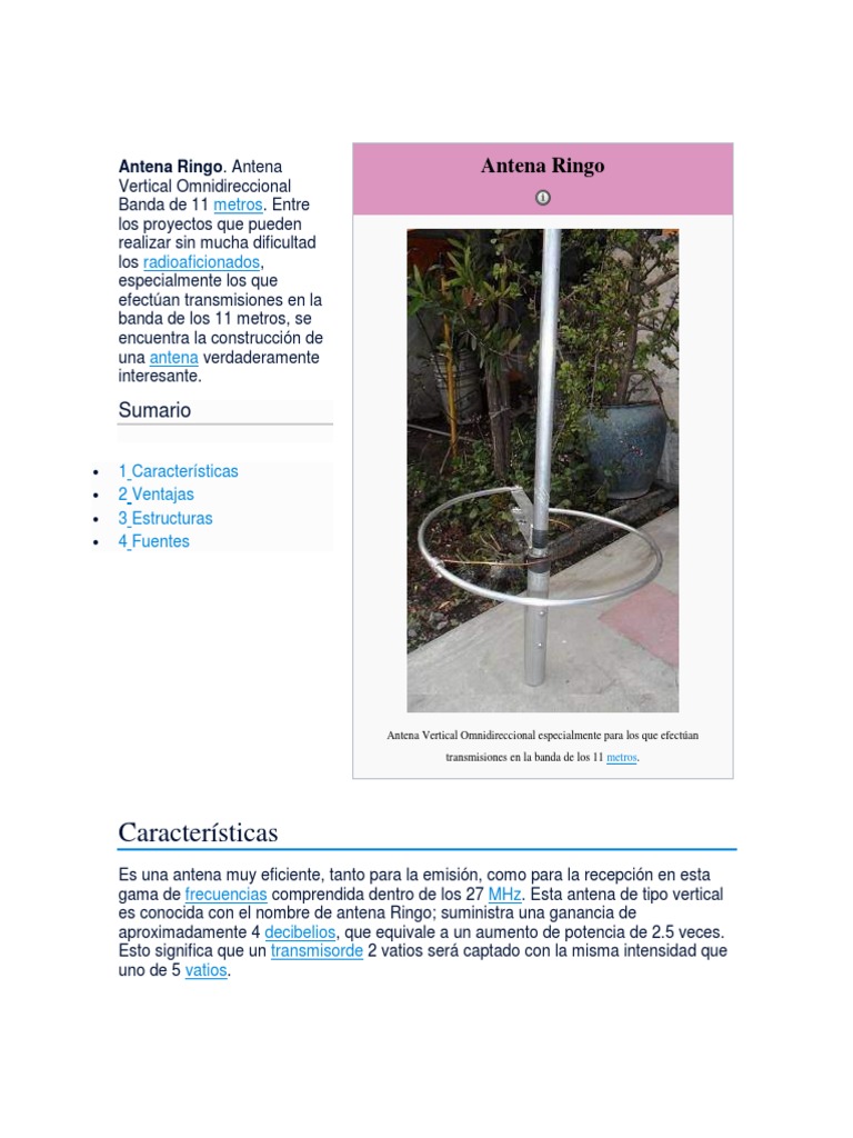 Antena Ringo 11 M | PDF | Antena (Radio) | Electricidad