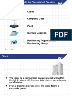 Client Company Code Plant Storage Location Purchasing Organization/ Purchasing Group