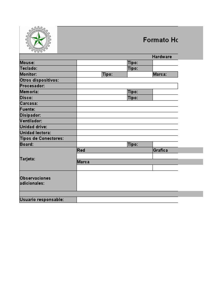Hoja de Vida de Equipos de Cómputo | PDF | Hardware de la computadora ...