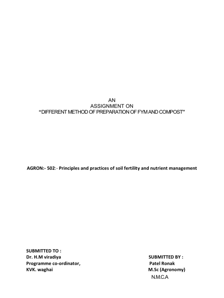 Preparation Methods for FYM | PDF | Manure | Compost