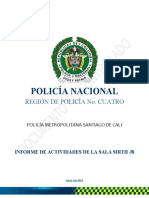 Informe de actividades de la sala de seguimiento J8 de la Policía Metropolitana de Santiago de Cali