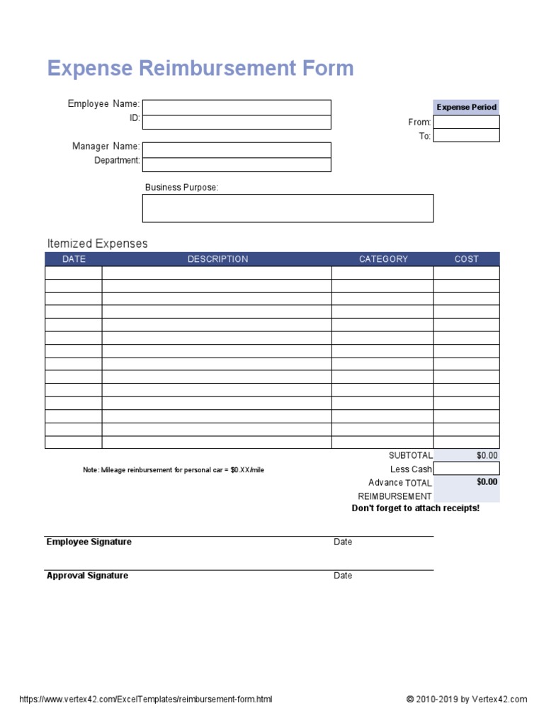 Expense Reimbursement Form - ExpenseReport | PDF