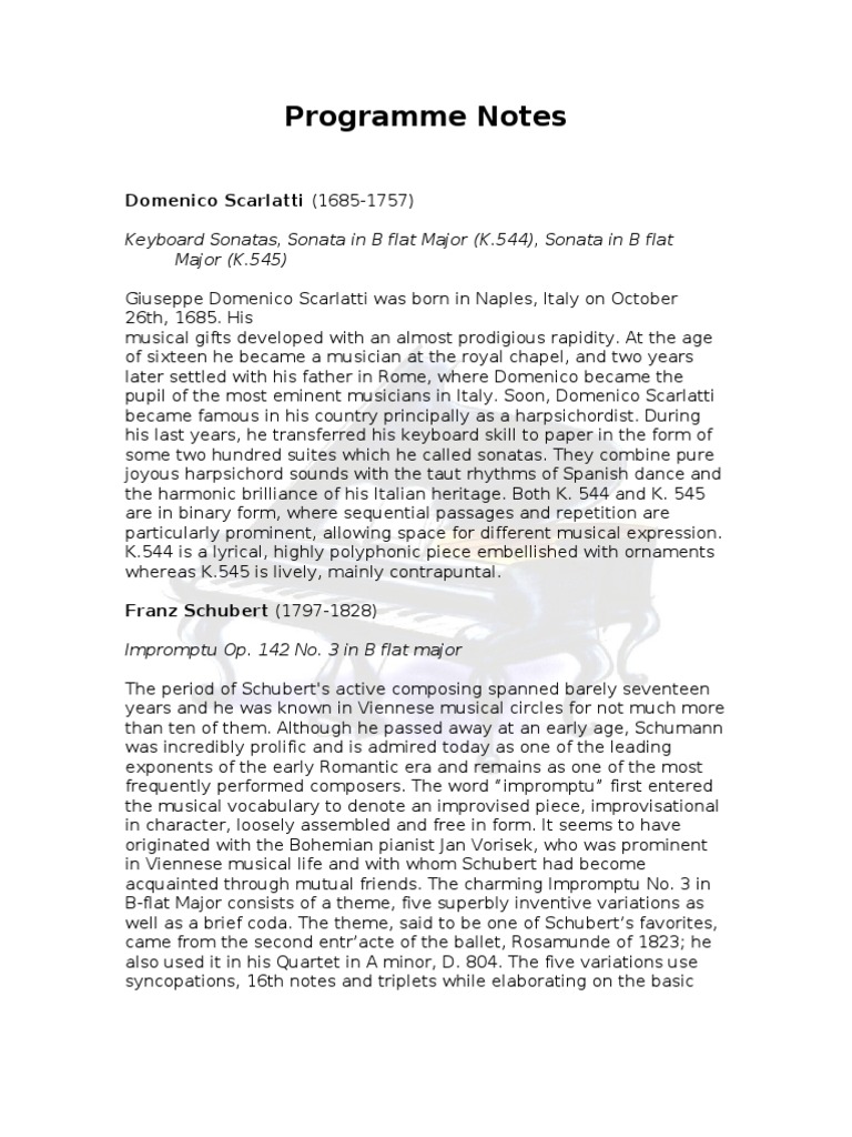 Program Notes (1) Robert Schumann Classical Music