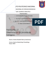 Practica No. 17 Determinación de Peróxido de Hidrógeno: Instituto Politecnico Nacional