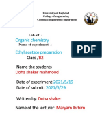 Ethyl Acetate Preparation Lab