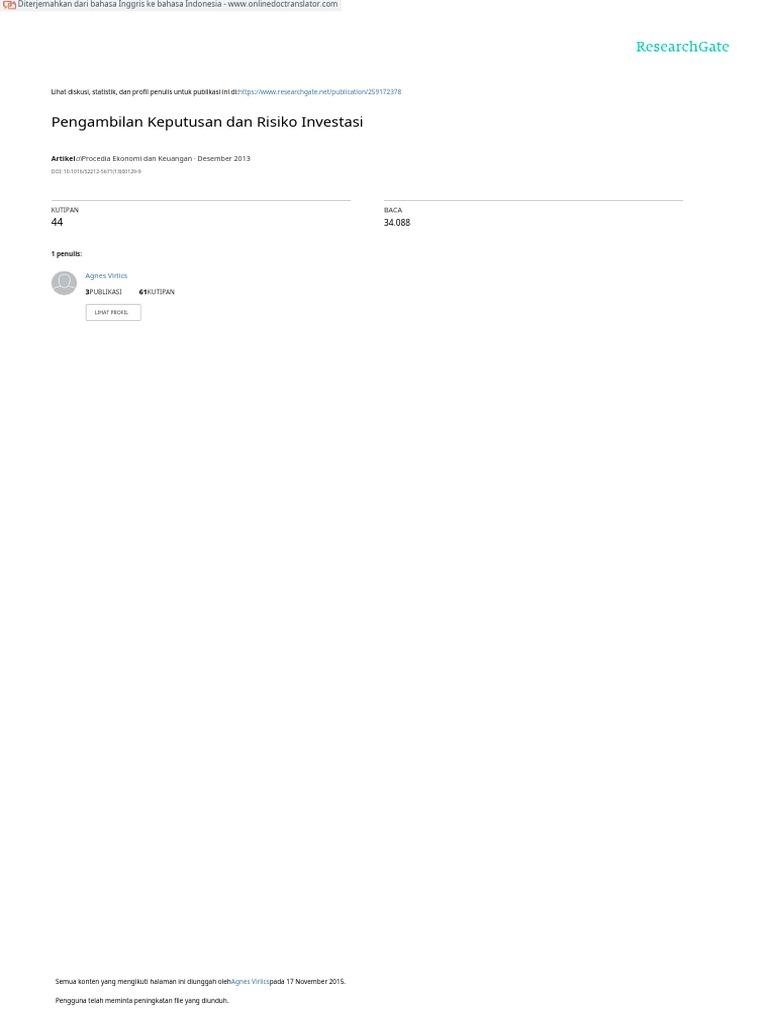 Investment Decision Making and Risk En.id PDF