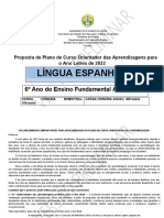 Língua Espanhola - Plano de Curso - 6º Ano