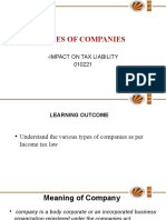 TYPES OF COMPANIES AND THEIR IMPACT ON TAX LIABILITY