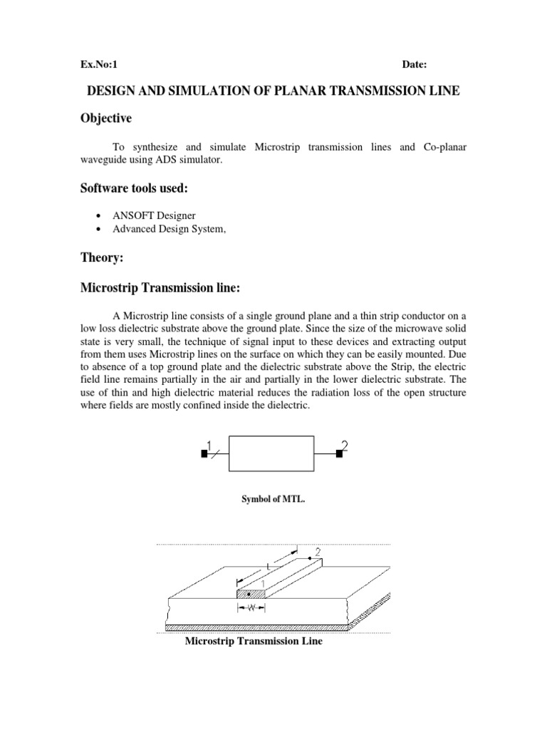 Design of Microstrip & Coplanar Lines | PDF | Transmission Line | Radio ...