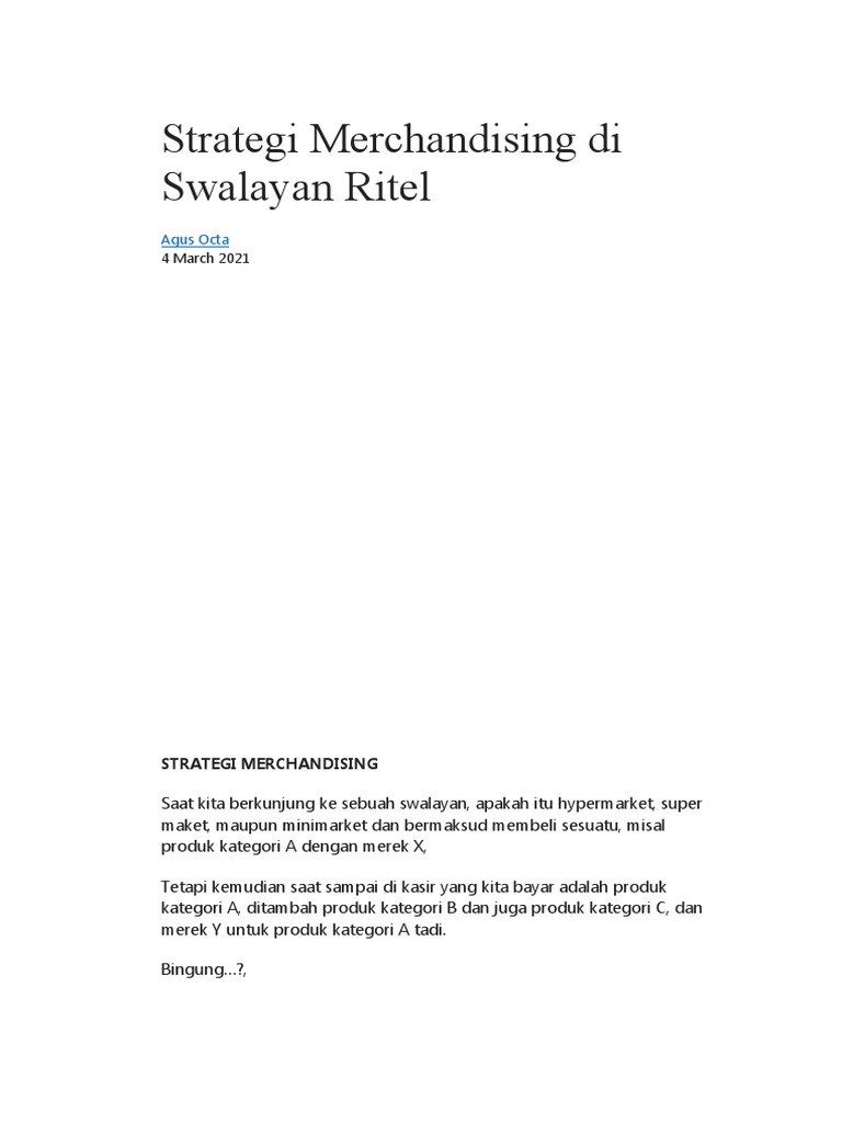 Strategi Merchandising Di Ritel | PDF | Karier & Perkembangan ...