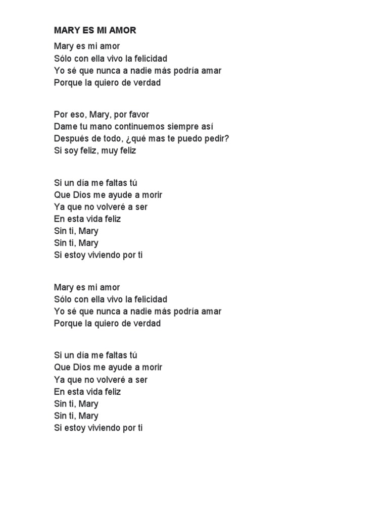 Mary es mi amor: letra y significado | PDF | Amor | Felicidad