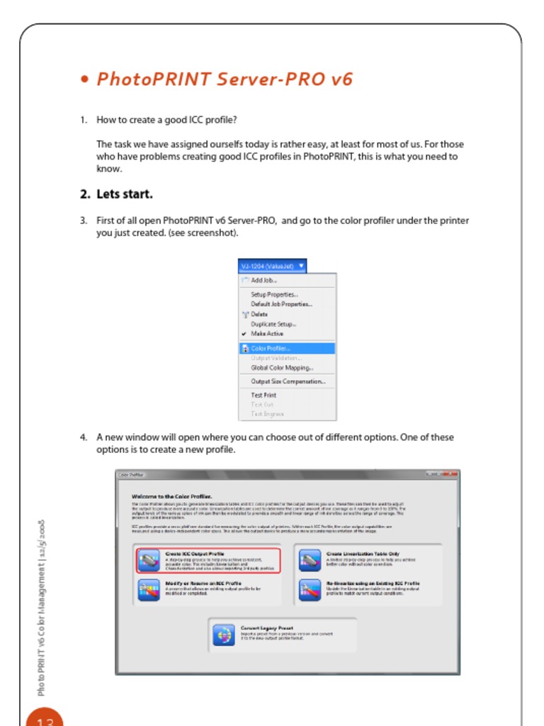 Creating ICC Profiles in PhotoPRINT v6 | PDF | Graphic Design ...