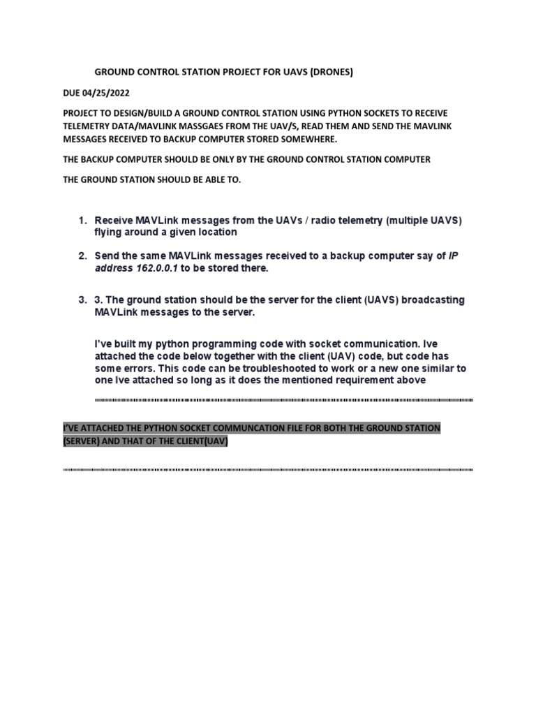 Ground Control Station Project For Uavs | PDF