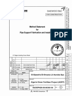 Method Statement For Fabrication and Installation of Pipe Supports