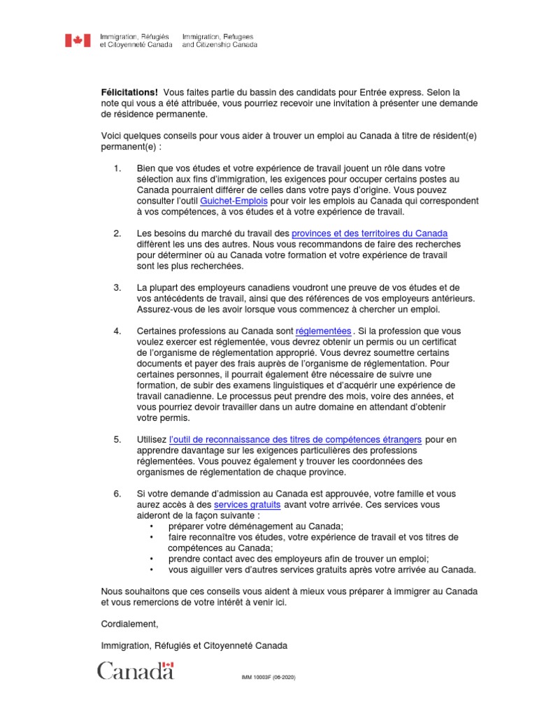 Conseils pour trouver un emploi au Canada | PDF | Canada | Immigration