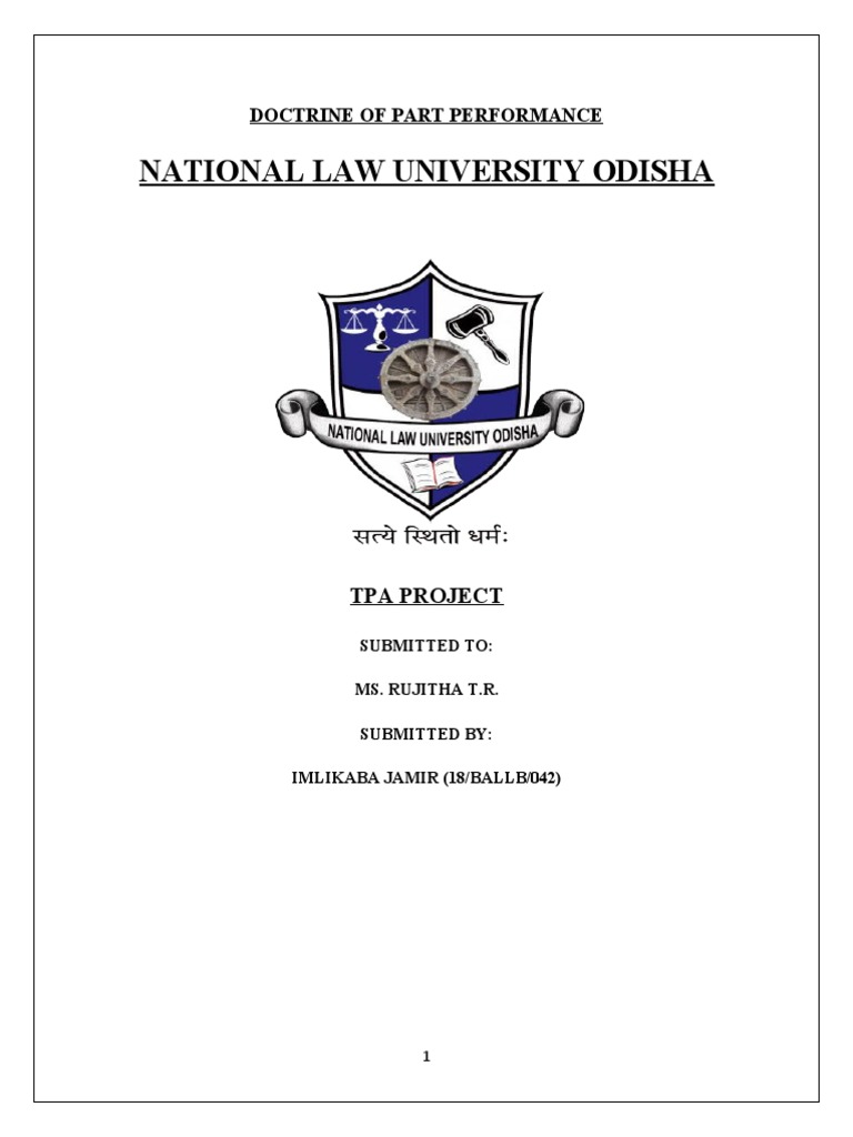 Doctrine of Part Performance in TPA | PDF | Property | Equity (Law)
