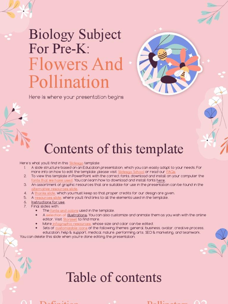 Biology Subject For PreK Flowers and Pollination by Slidesgo PDF