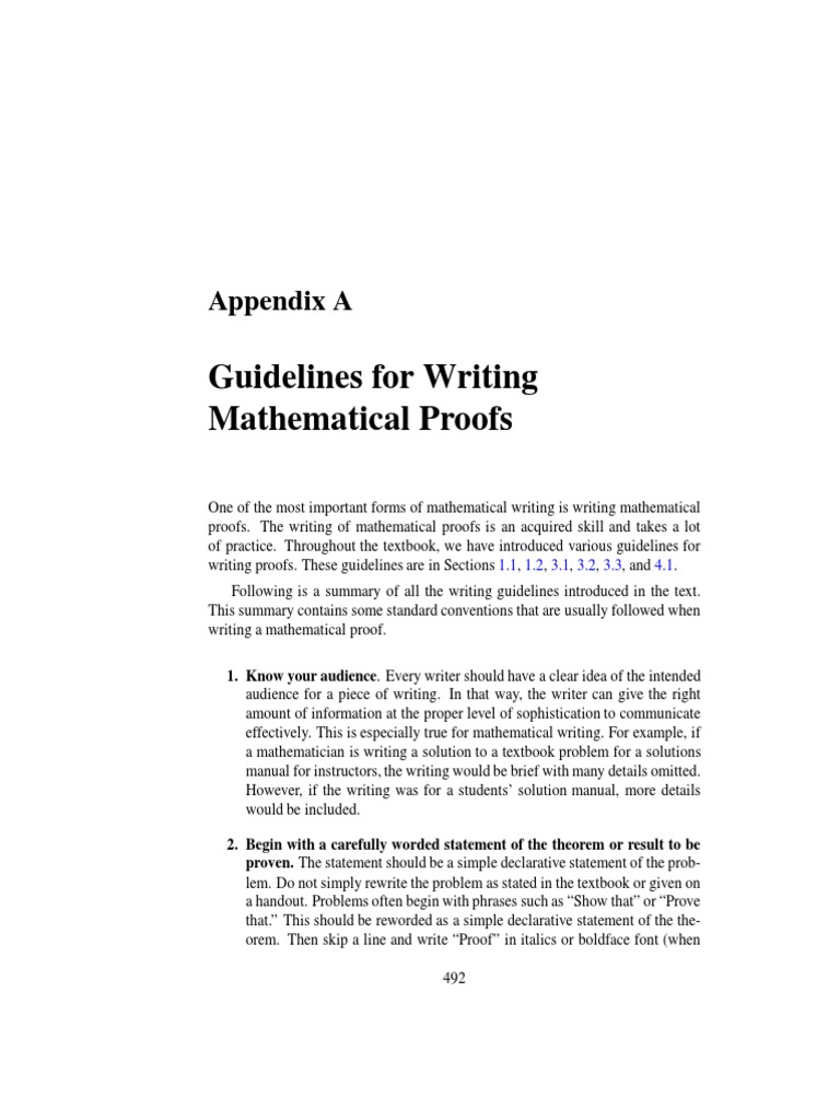 Guidelines in Writing Mathematical Proof | PDF | Mathematical Proof ...