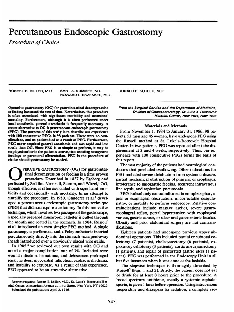 Percutaneous Gastrostomy Endoscopic PDF Esophagus Endoscopy