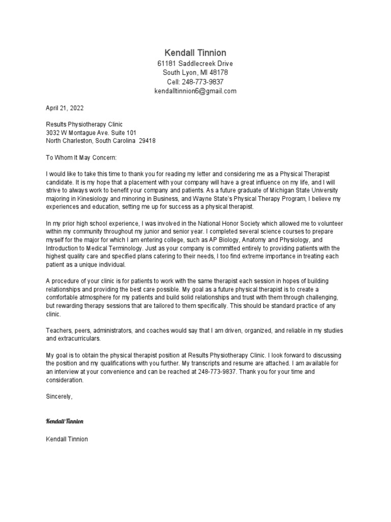 Kendall Tinnion 61181 Saddlecreek Drive South Lyon, MI 48178 Cell 2487739837 PDF