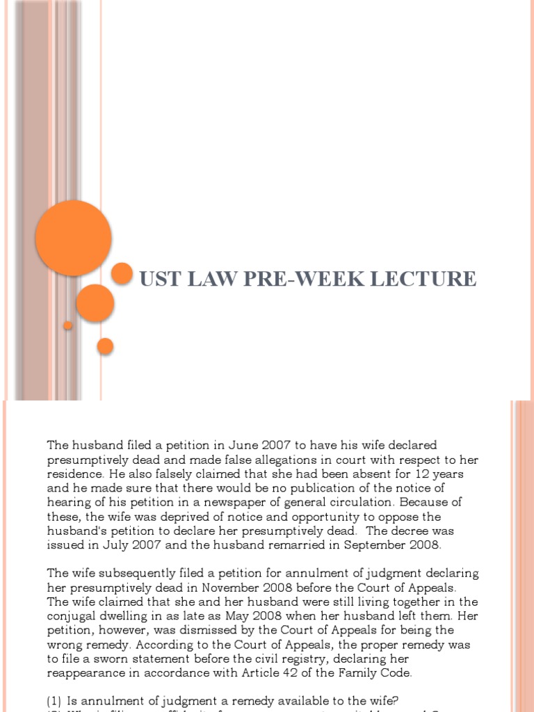 UST Pre Week Lecture in Civil Law Bar 2022 PDF Interest Annulment