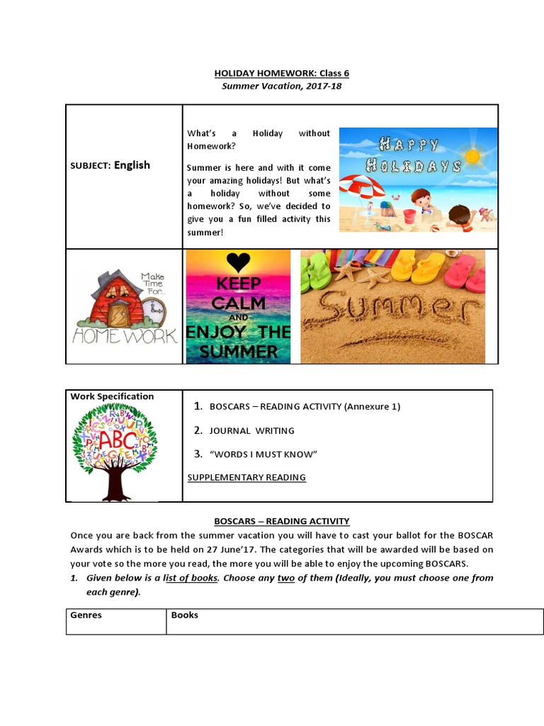Holiday Homework for Class 6 | PDF | Numbers | Integer