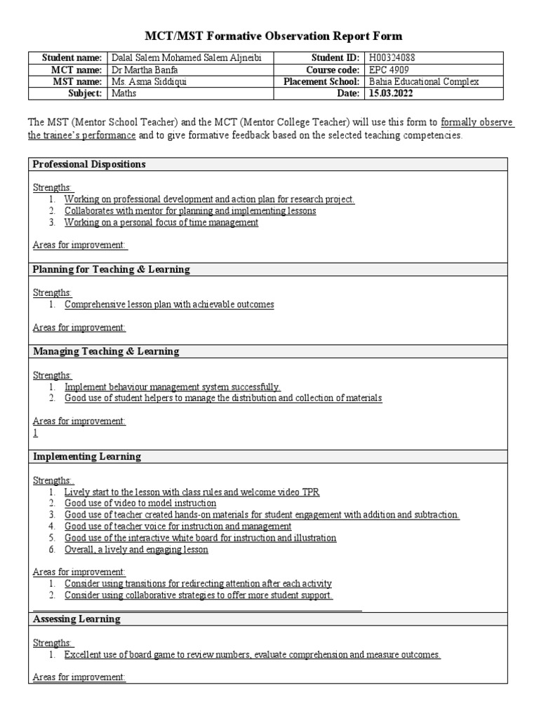 MCT-MST Feedback 1 | PDF