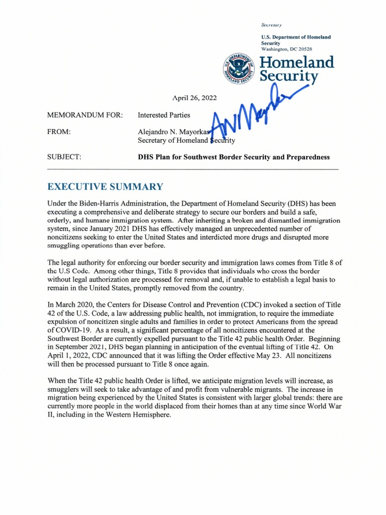 DHS Plan Border Security Preparedness | PDF | U.S. Customs And Border ...