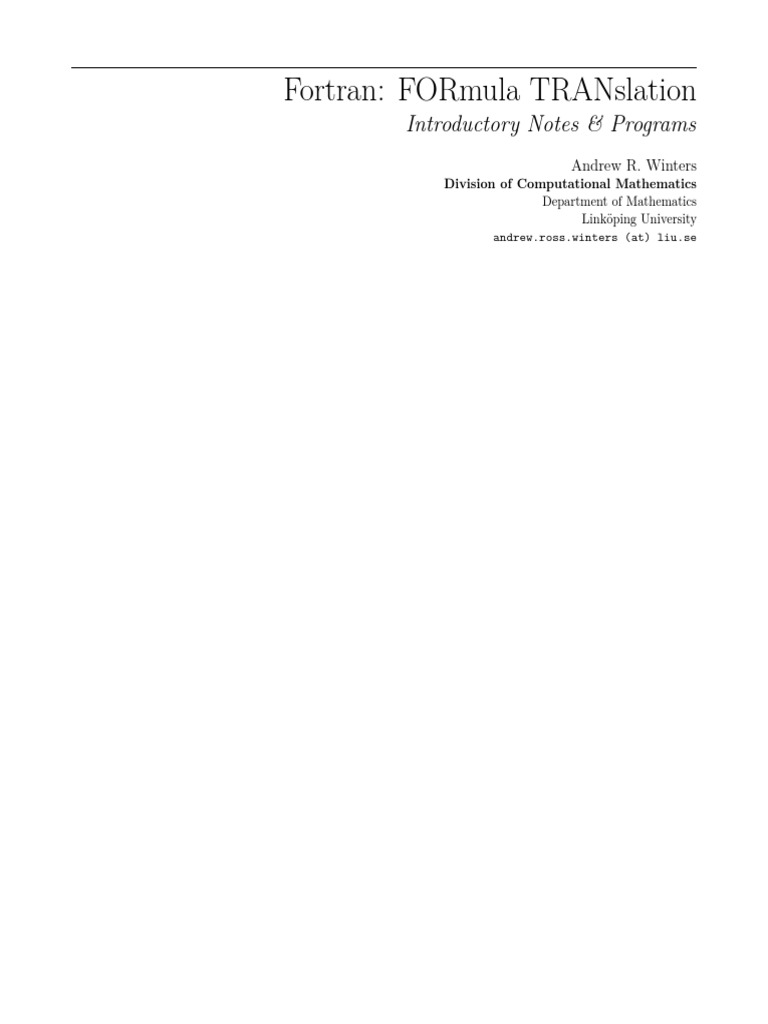 Fortran Notes Andrew R Winters LiU 2019-05-16 | PDF | Subroutine ...