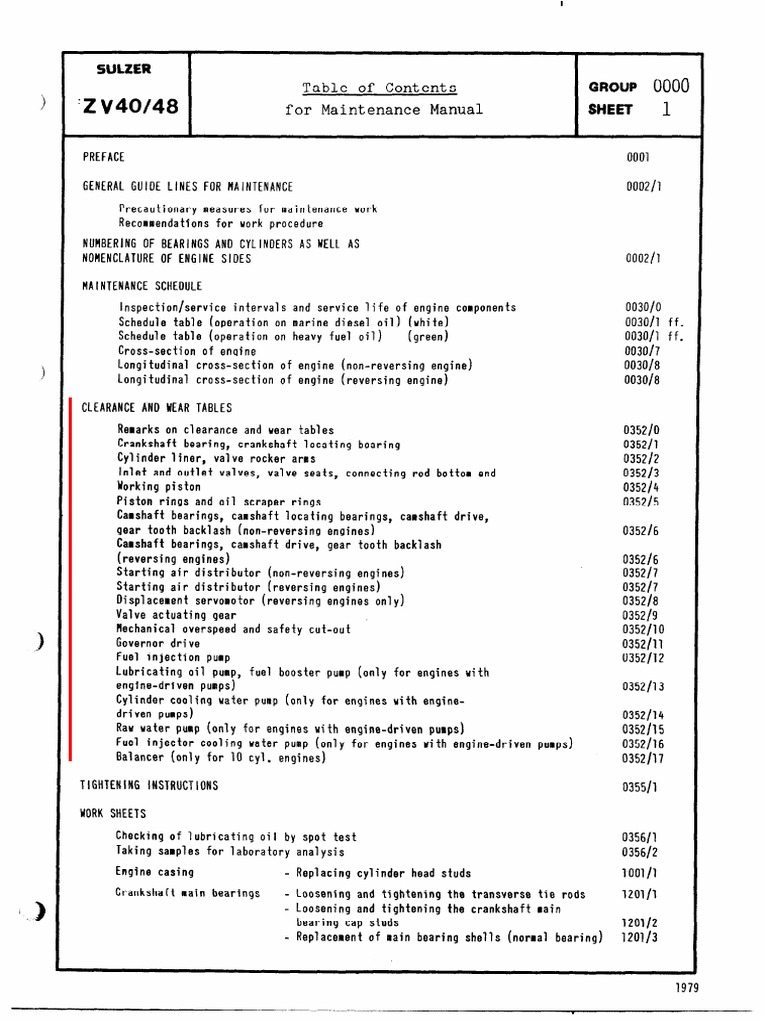 Sulzer Z40/48 Engine Maintenance Guide | PDF | Machines | Systems ...
