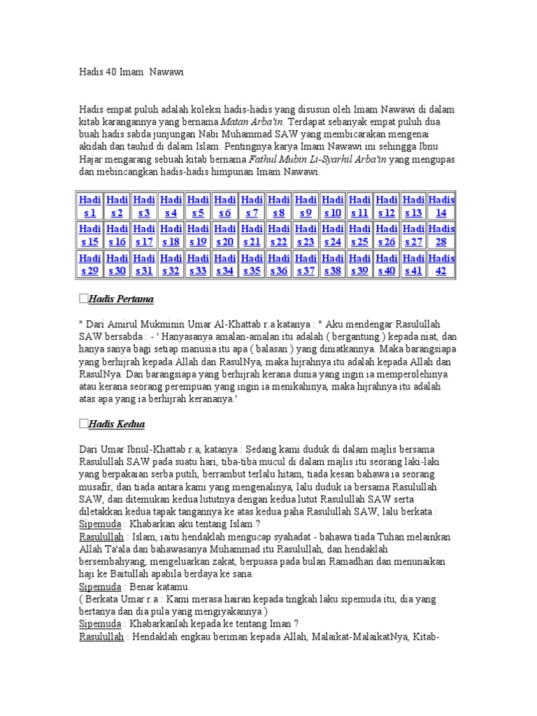 Hadis 40 Imam Nawawi | PDF