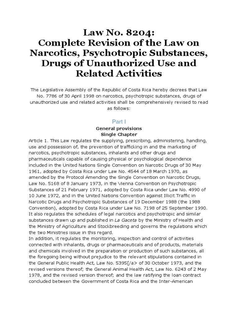 Law No. 8204 Costa Rica Anti Money Laundering Law PDF Medical Prescription Money Laundering