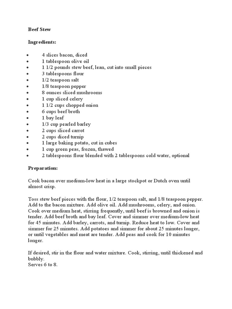 Beef Stew | PDF