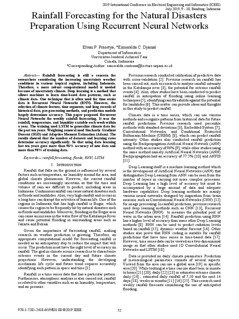 Rainfall Forecasting For The Natural Disasters Preparation Using ...