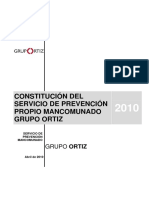 Constitución del Servicio de Prevención Propio Mancomunado del Grupo Ortiz 2010