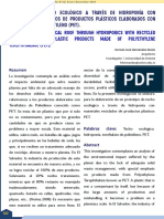 Prototipo de Techo Ecológico A Través de Hidroponía Con Materiales Reciclados de Productos Plásticos Elaborados Con Tereftalato de Polietileno (Pet)