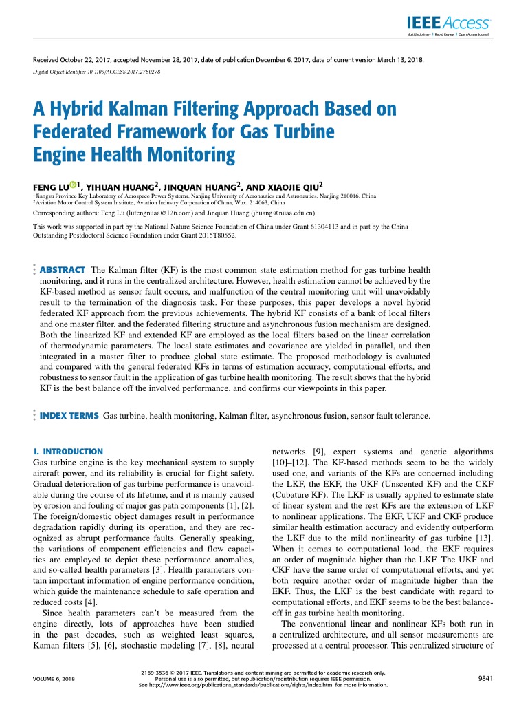 Hybrid Kalman Filter for Turbine Monitoring | PDF | Kalman Filter ...