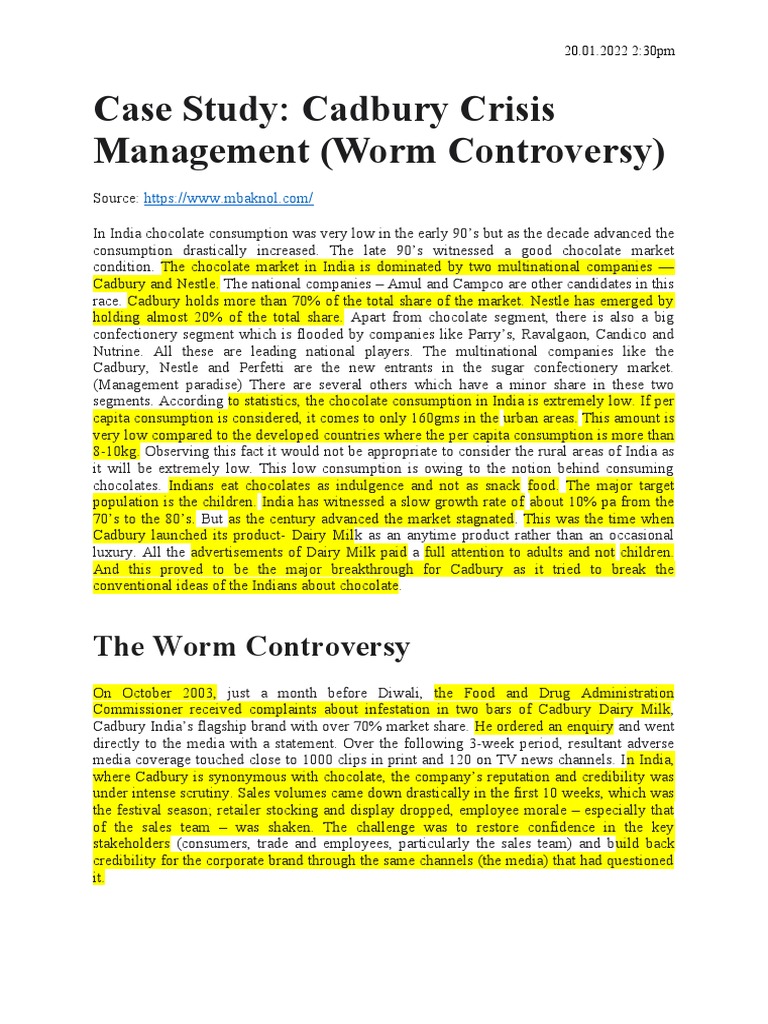 cadbury crisis management case study